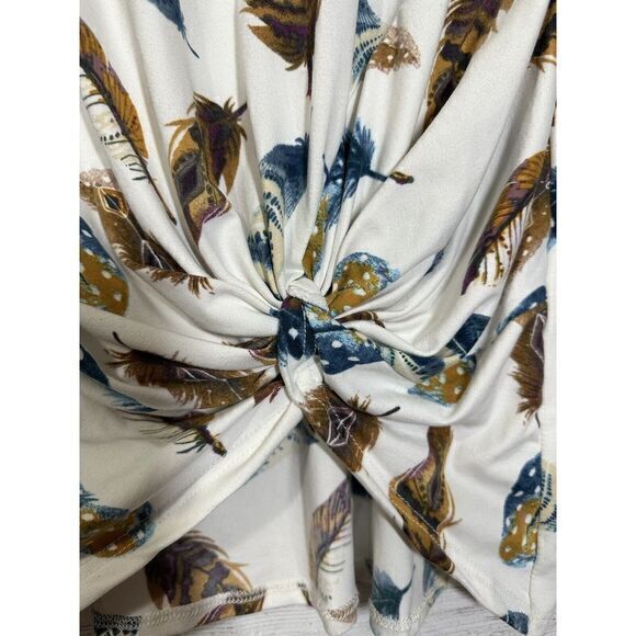 Viamor Womans Long Sleeve Pullover Top Small White Feathers Made‎ in USA Soft - Picture 4 of 5